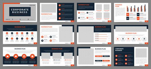 Modern presentation slide templates. Infographic elements template set for web, print, annual report brochure, business flyer leaflet marketing and advertising template. Vector Illustration. - obrazy, fototapety, plakaty