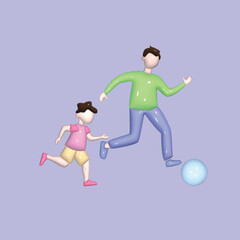 Fototapeta na wymiar Family and children spending time together. Walking family concept.. Realistic 3d object cartoon style. Vector colorful illustration.
