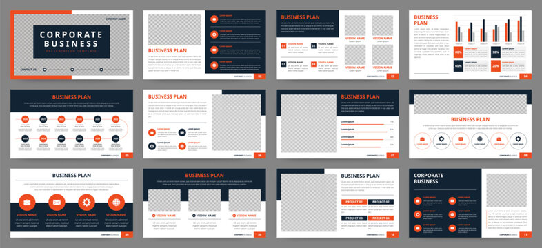 Modern presentation slide templates. Infographic elements template set for web, print, annual report brochure, business flyer leaflet marketing and advertising template. Vector Illustration.