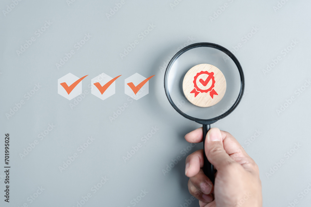 Poster Quality Certificate and Checklist and analyst target marketing planning assignment with quality management. Standardization, certification. Compliance to regulations service and standards.