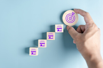 Owner business commerce online startup profit earning and goal successful franchise store. Future...