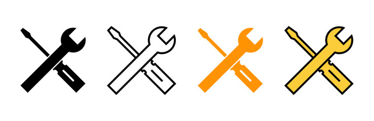 Repair tools icon set vector. tool sign and symbol. setting icon. Wrench and screwdriver. Service - obrazy, fototapety, plakaty