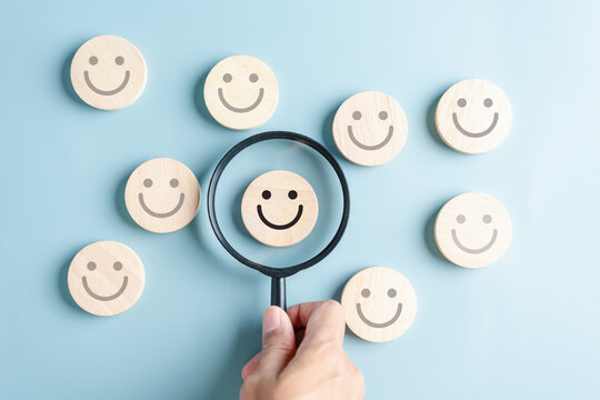 Focus happy smile face. mental health positive thinking and growth mindset, mental health care recovery to happiness emotion.