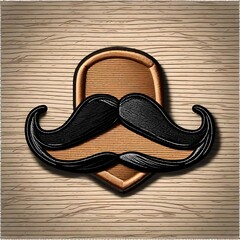 *moustache embroidered patch badge on isolated transparent background png, generative 