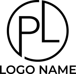 PL initial logo design and circle
