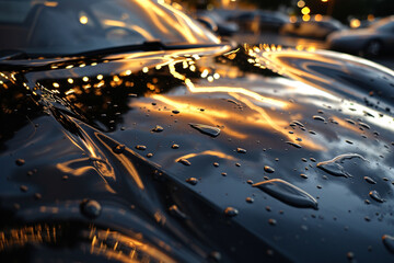 Reflection of a lightning storm in the polished surface of a supercar