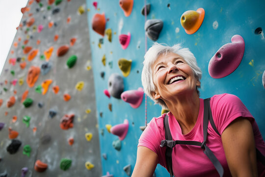 Sporty Young Woman Dressed In Rock Climbing Outfit Training At Bouldering  Gym Stock Photo, Picture and Royalty Free Image. Image 106758224.
