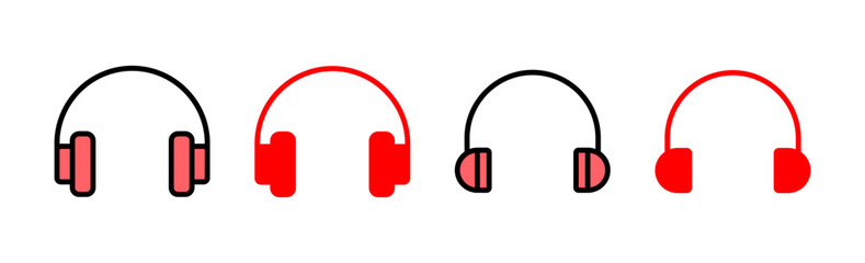Headphone icon set illustration. Headphone sign and symbol
