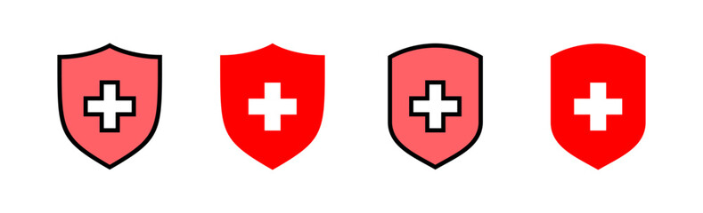 Obraz premium Health insurance icon set illustration. Insurance document sign and symbol