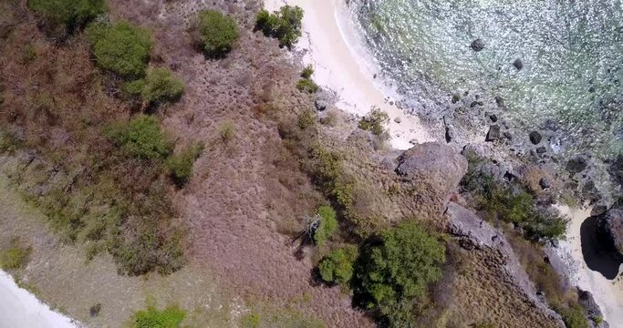 Aerial View of Nunsa Tiga, an island in the 17 Island Marine Park in East Nusa Tenggara, Indonesia. 
