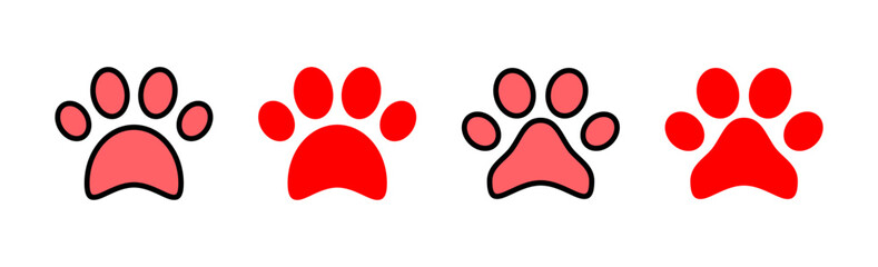 Paw icon set illustration. paw print sign and symbol. dog or cat paw