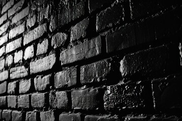 Black brick wall, dark background for design.