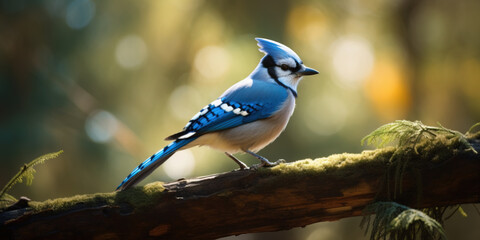 Portrait of a blue jay in natural habitat