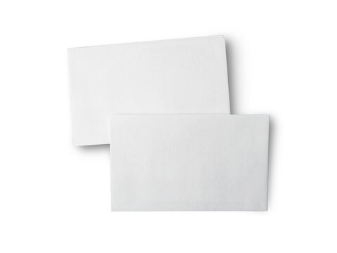Envelope mock up, blank empty copy space paper template cut out isolated on white