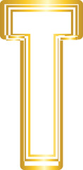 golden outline, alphabet letter T