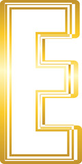golden outline, alphabet letter E