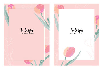 Set of tulips line arts banner. Tulips line arts plant hand drawn vector set on transparent background.Vector illustration. Tulip flower bouquet with line pattern on white
