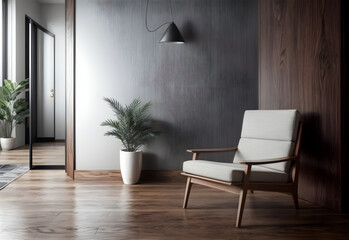 photo realistic simple and modern interior with chair ai generated