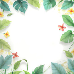 illustration tropical leaf frame with copy space ai generated