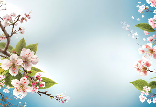 photo cherry blossom frame background with copy space ai generated