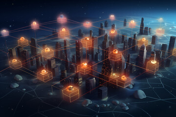 network concept, blockchain network