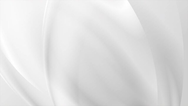 Abstract white grey blurred waves background. Seamless looping monochrome smooth motion design. Video animation Ultra HD 4K 3840x2160