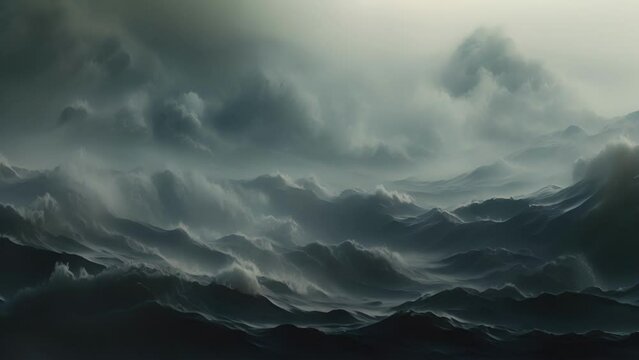 Intricate eddies of dust and debris, spinning and interweaving atop a tumultuous sea of gray.