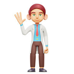 3d illustration male doctor hello gesture