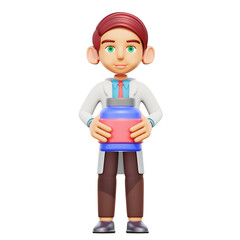 3d illustration male doctor take the medicine bottle