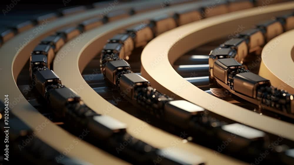 Poster a of a levitation trains track, showcasing the alternating polarity of the magnetic segments that en