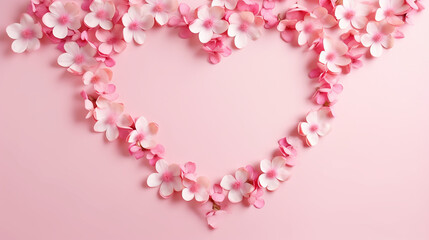 Obraz premium valentines day background frame made of pink flowers heart shape