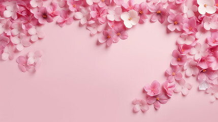 Obraz premium valentines day background frame made of pink flowers heart shape with space for text