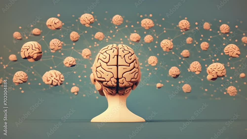 Poster a minimalist animation that showcases the different lobes of the brain, highlighting their specific 