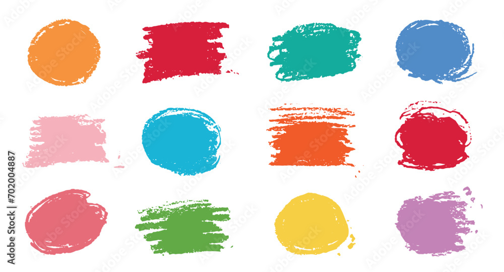 Aufkleber chalk texture stain set. hand drawn chalk background doodle effect stain collection for crayon brush