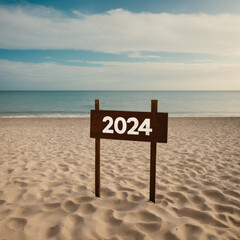2024 sign on the beach