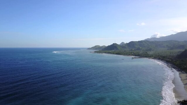 Morning aerial view of Pentai Paga in the village of Paga, East Nusa Tenggara, Indonesia