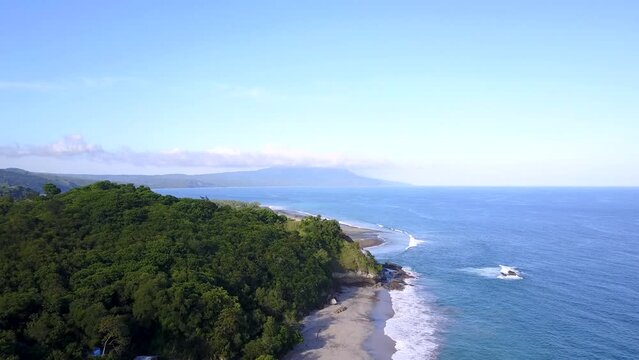 Morning aerial view of Pentai Paga in the village of Paga, East Nusa Tenggara, Indonesia