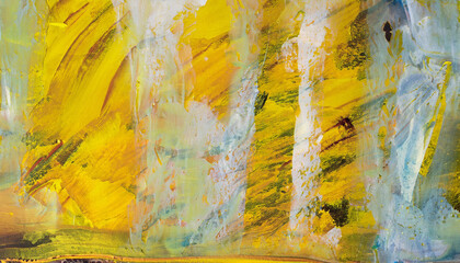 Abstract painting, yellow colors, hand painted, details