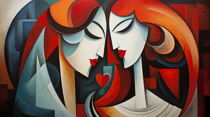 cubist abstract love expressions. geometric and abstract