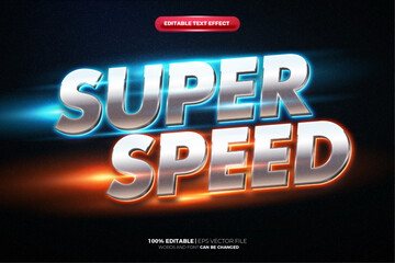 Silver Super Speed glow cinematic 3d editable text effect © agungkreatif