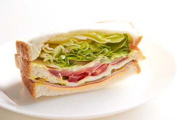 sandwich with ham and vegetables