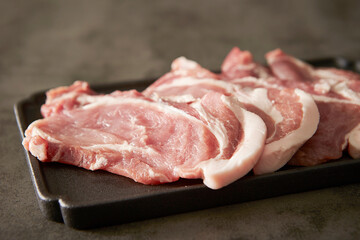 raw pork on plate