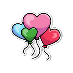 Free vector, Valentine theme stickers, colorful heart balloons