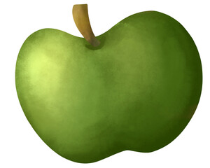 cute watercolor crayon illustration style of green apple isolated on white background with chocolate on white background for valentine