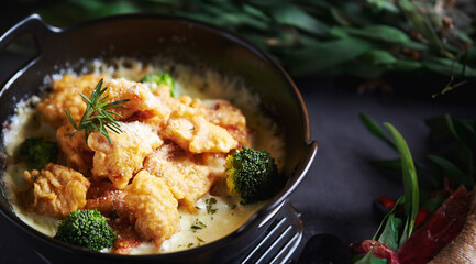 Fried chicken with cheese