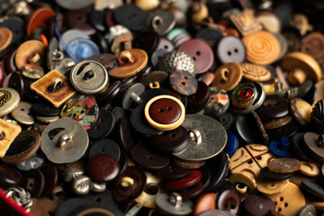 collection of antique buttons with white metric quotation
