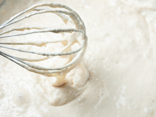 flour dough in bowl, dough for baking