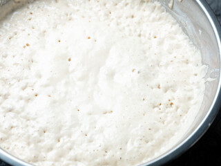 flour dough in bowl, dough for baking