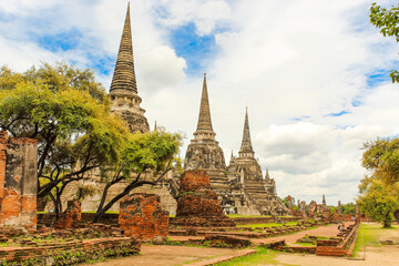 Ancient pagoda at Wat Phra Si Sanphet in historical park, Ayutthaya, Thailand