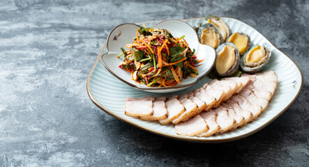 Korean food ,Boiled meat with abalone